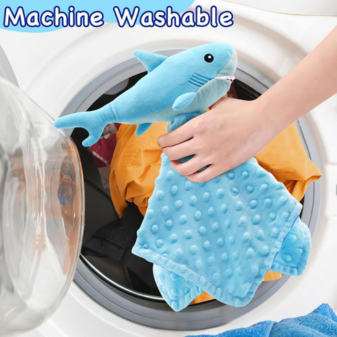 Baby Shark Blanket Security Soft Lovey Plush Sleeping Snuggle Gifts Boy Blue Minky Dot Stuffed Ocean Animal Newborn Nursery Kids Toddler First Bir...