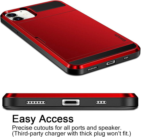 Vofolen Compatible with iPhone 12 Case 5G Wallet Cover Credit Card Holder Slot Sliding Back Pocket Anti-Scratch Dual Layer Protective Compatible w...