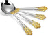 KEAWELL Gorgeous Round Soup Spoon, Set of 4, 18/10 Stainless Steel, Luxury Bouillon Spoon, Dishwasher Safe, Fine Mirror Polished (Gold Accent)...