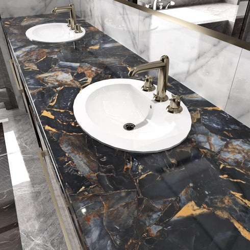 Marble Black Contact Paper Peel and Stick Countertops Gold Contact Paper Peel and Stick Wallpaper for Kitchen Waterproof Vinyl Film Marble Shelf L...