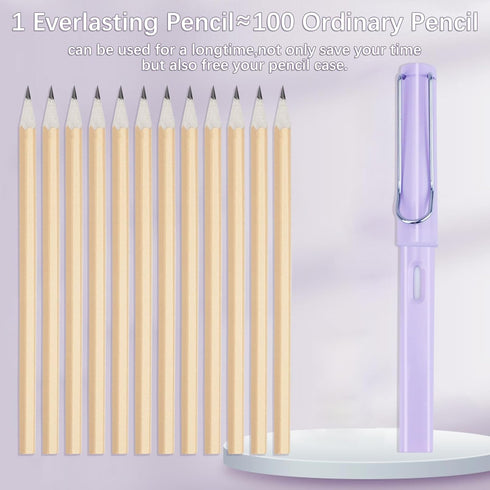 8pcs Infinity Pencil, Cute Everlasting Inkless Pencil with 8pcs Replacement Nibs, Sustainable Erasable Lapiz Infinito, Infinite Pen for Kids Stude...