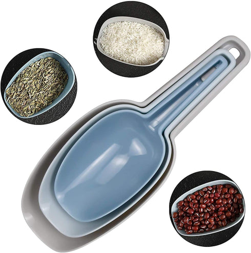 Dokpav Plastic Ice Scoop Set of 3, Multi-Purpose Plastic Kitchen Scoops Bar Scoop for Canisters, Flour, Powders, Dry Foods, Candy, Pop Corn, Coffe...