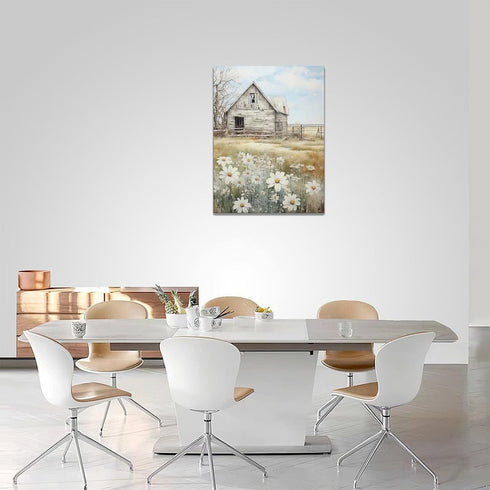 Farmhouse Barn Decor Farm Scenery Pictures Barn Canvas Prints Painting Barn Decorations Framed Artwork for Bathroom Living Room Bedroom 12"x16"...