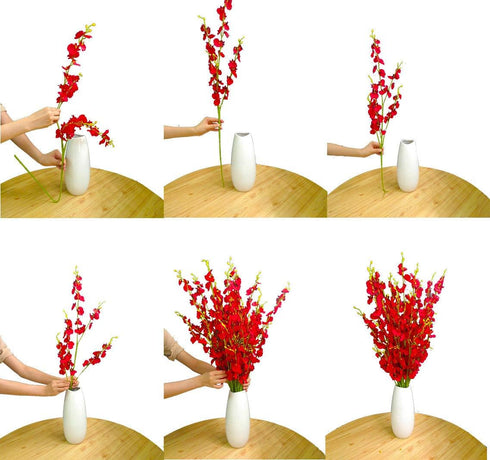 Artificial Flowers Orchids Silk Fake Flowers in Bulk, 12 Pcs (Each 38.5”), for Wedding Festive Party Home Office Decoration, Not Include Vase...