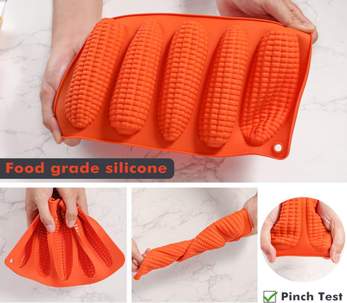 Webake Corn Stick Bread Pan Set of 2, Silicone Corn Cob Bread Molds for Baking Corn Dog Pan Cornbread Southern Corn Sticks...