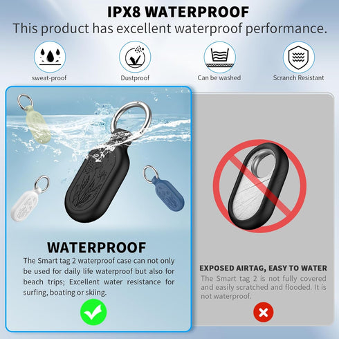 4 Pack for Samsung Galaxy SmartTag2 Case, TUDIOW Waterproof Full Protective Silicone Case Anti-Lost Scratch Resistant Protective Cover for Smart t...