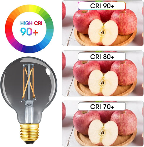 LEOOLS Dimmable LED Decorative G25 Globe Bulbs 6W,2700K Warm White,40 watt Equivalent Edison Bulb E26 Medium Base,Smoky Grey Glass,Flick-Free,CRI9...