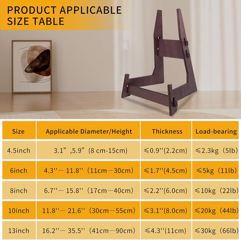 1 Pack 13 Inch Plate Stand, Wooden Display Stand Plate Stands for Display Decorative Picture Frame Stand, Easel Display Stand,Book Display Stand, ...