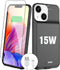 GIN FOXI Fast Charging Battery Case for iPhone 13/13 Pro/14/14 Pro, 15W Wireless Charger Slim Travel 7000mAh Power Bank Anti-Slip TPU Extra Pack f...