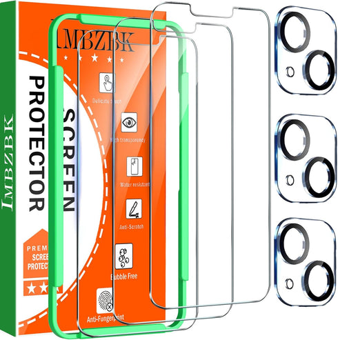 IMBZBK 3 Pack Screen Protector for iPhone 13 Tempered Glass with 3 Pack Camera Lens Protector, Accessories 9H Anti Scratch for Apple 13, 2.5D Curv...