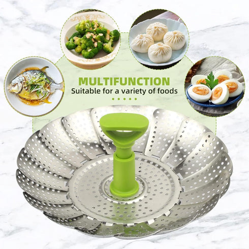 1 piece Steamer Basket, 5.5" to 9" Stainless Steel Vegetable Steamer Basket,Folding Expandable Steamers for Steaming Cooking...