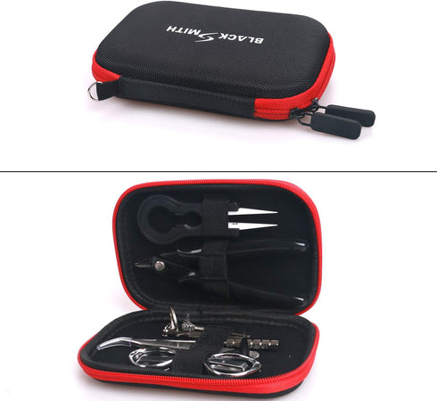 DIY Tool Kit, 9 in 1 Tweezers Pliers Winding Rods Screwdriver Steel Brush with Zipper Case Bag, for Home and Jewelry Repairs...