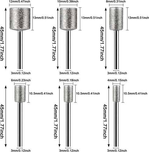 Stone Carving Set Compatible with Dremel, HOMEIDOL 12PCS Diamond Burr Bits for Stone Rocks Jewelry Glass Ceramics (4mm 5mm 6mm 8mm 10mm 12mm)...