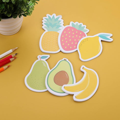 Cobee Cute Fruit Sticky Notes, 6 Pack Large Fruit Cartoon Sticky Notes Fruit Shape Markers Flags Cartoon Large Self-Stick Memo Pads Students Home ...