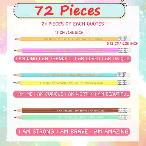 72 Pcs Back to School Gifts for Students Gifts from Teacher Inspirational Pencils Student Motivational Sayings Pre Sharpened Pencils #2 HB Wood Pe...