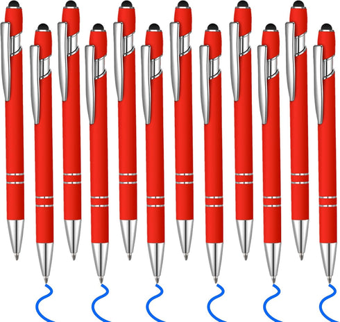 12 Pcs Blue Ink Ballpoint Pen with Stylus Tip, 1.0 mm Metal Pen Stylus Pen for Touch Screens, 2 in 1 Thank You Pen Gift for Friends, Colleagues, C...