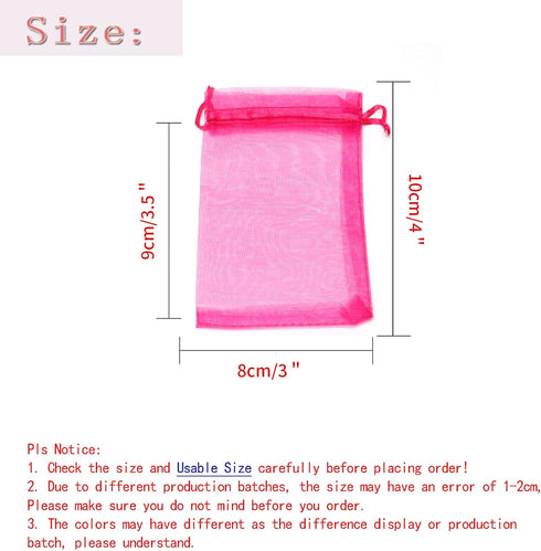 50Pcs Organza Bags 3x4 inch, Small Jewelry Bags Drawstring Mesh Gift Bag Wedding Party Favor Christmas Candy Pouches (Hot Pink)...