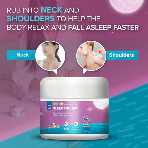 Kids Sleep Cream by PMT, Natural Sleeping Aid Regulates Sleep Patterns to Fall Asleep Faster, Uses Natural Ingredients Menthol & Lavender, Improve...