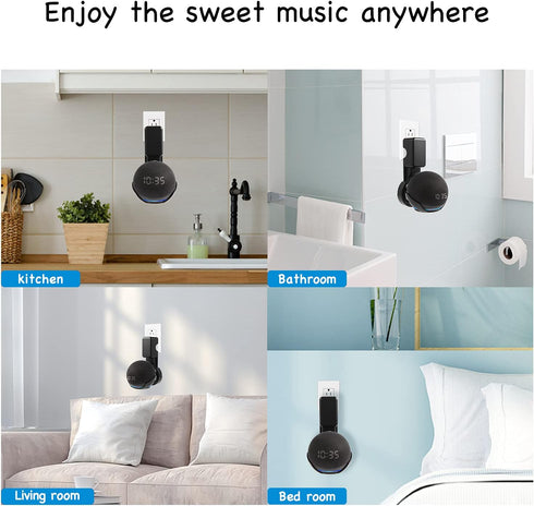 Wall Mount Holder for Dot 4th/5th Generation, Outlet Hanger for Dot 4th/5th Gen, Smart Speaker Stand, Space-Saving Accessories, Built-in Cable Man...
