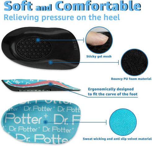 Heel Cushions for Heel Pain Relief, Heel Cups for Plantar Fasciitis, Achilles Tendonitis and Heel Spurs, Provide Support and Cushioning for Men Wo...