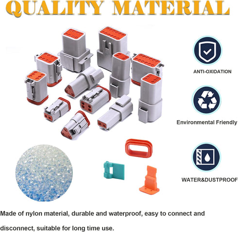 54 PCS Deutsch DT Grey 2 Pin Connectors 6 Sets, Waterproof Electrical Wire Connector with Stamped Contacts And Seal Plug for 2 Pin (6 Set)...