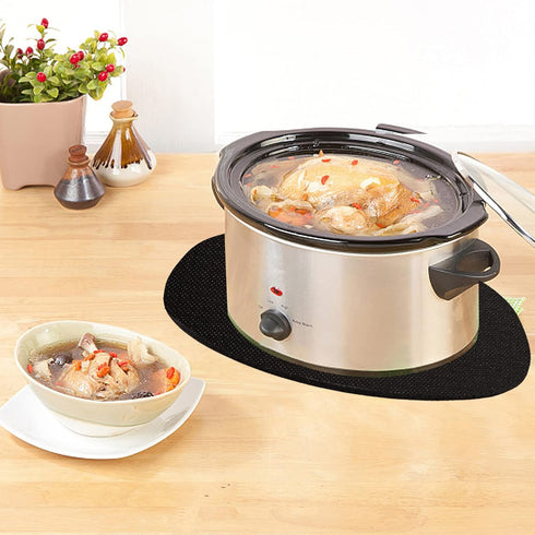 Oval Slow Cooker Heat Resistant Mat for 6-8 Quart, Silicone Countertop Protector Appliance Slider Mat Compatible with Crock-Pot/Elite Gourmet/Hami...