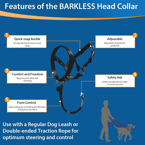 BARKLESS Soft Dog Head Collar, No Pull Training Tool for Small Medium Large Dogs on Walks, Gentle Training Collar and Control for Heavy Pullers, i...