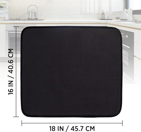 16 x 18 Premium Dish Drying Mat Super Absorbent Microfiber Kitchen Counter Mat, Dish Drainer, Dual Surface (Black)...