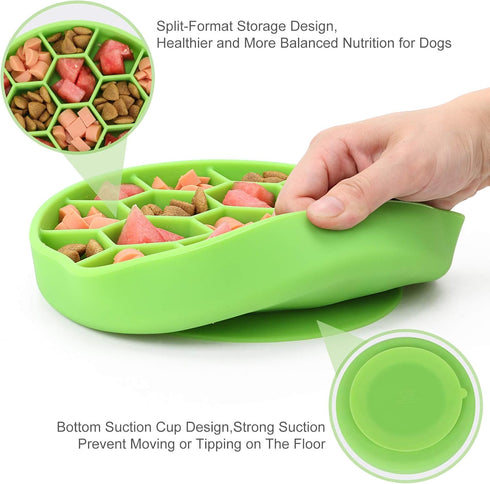 Slow Feeder Dog Bowls, Silicone Dog Bowl with Suction Cup, Dog Puzzle Feeder Interactive for Bloat Prevention, Slow Feeding Dog Bowl Pet for Large...