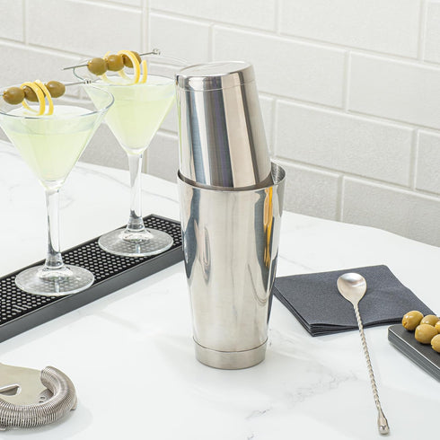 Restaurantware Bar Lux 16 Ounce Boston Shaker 1 Metal Cocktail Shaker - Weighted Bottom No Leak Stainless Steel Martini Drink Mixer Essential Bar ...