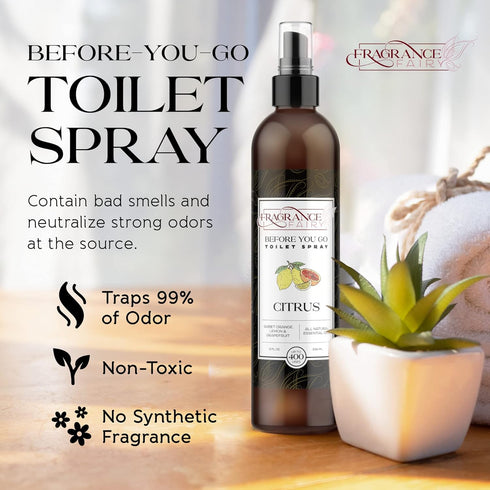 Before You Go Toilet Spray for Poop - 8 Oz Citrus Bathroom Freshener Long Lasting Toilet Deodorizer Poop Spray - Poo Spray Odor Eliminator - Trave...