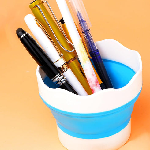 3 Pcs Collapsible Paint Brush Washer Silicone Portable Painting Water Cup Mini Foldable Washing Bucket Brush Holder Organizer Cleaner for Watercol...