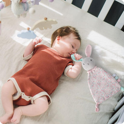 Baby Loveys Bunny Cozy Plush Sensor Security Nursery Blanket Soft Snuggle Toy Stuffed Animals Rabbit Lovies Neutral Presents for Newborns Infant B...