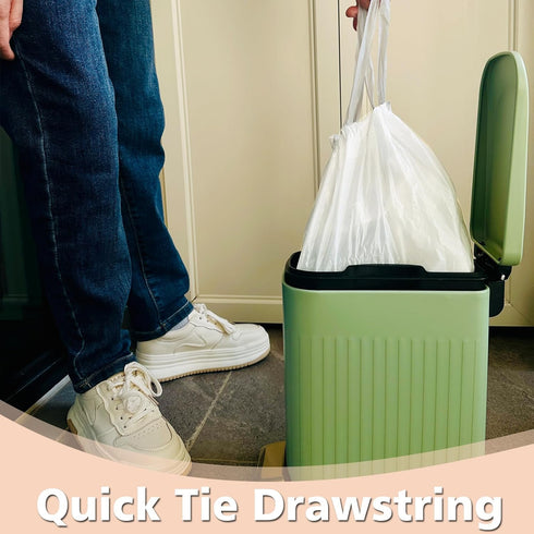 2.6 Gallon Small-Trash-Bags Plastic Drawstring Garbage-Bag - Mini Tiny White Unscented 80 Count For Bathroom Car Can Restroom Office Liners Waste ...