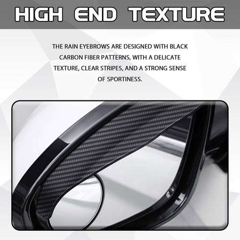 2-in-1 Car Blind Spot Mirror Side Mirror Rain Guards 2 Pack, Carbon Fiber Rear View Mirror Rain Visor Eyebrow 360° Adjustable Blindspot Mirror for...