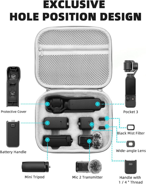 Carrying Case for DJI Osmo Pocket 3 / Creator Combo, PU Hard Shell Storage Bag Portable Protective Case for DJI OSMO Pocket 3 Camera Accessories...