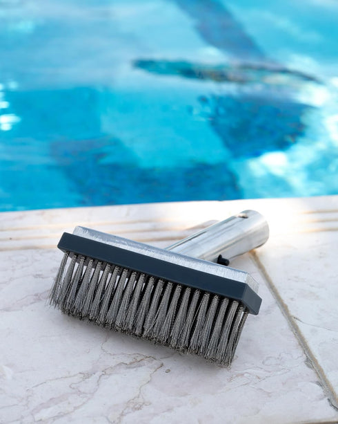 HEAVY DUTY POOL BRUSH | 5-Inch Pool Wire Brush for Cleaning Dirt & Rust | Durable Premium Stainless Steel Bristles | Aluminum Handle | Suitable fo...