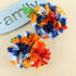 Hawaiian Luau Flower Leis Jumbo Necklace Bracelets Headband Set Mahalo Floral Leis (Blue and Orange)...