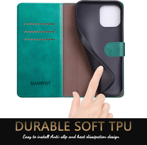 SUANPOT for iPhone 11 6.1 inch (Non 11 Pro 5.8") Leather Wallet case with RFID Blocking Credit Card Holder, Flip Folio Book Phone case Shockproof ...