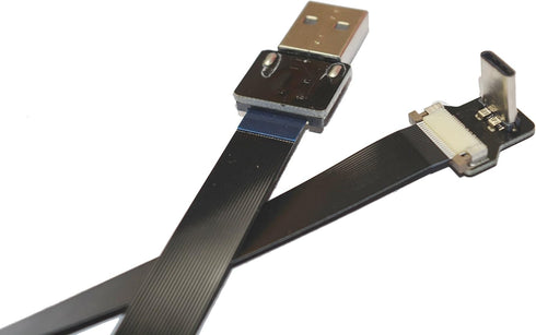 Long Black FFC USB C FPV Flat Slim Thin Ribbon FPC Cable USB Type-C 90 Degree to Standard USB A for sync and Charging (80CM)...