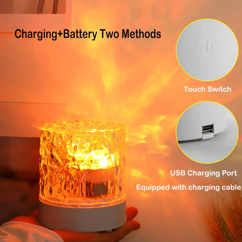Crystal Ocean Wave Lamp, 16 Color Crystal Lamp LED Night Light with Remote for Bedroom, USB Rechargeable Bedside Lamps Romantic Lighting for Bedro...