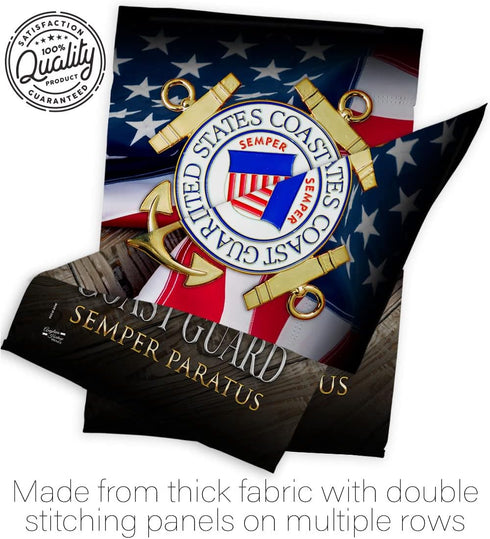 US Coast Guard Semper Paratus Garden Flag - Armed Forces USCG United State American Military Veteran Retire Official - House Decoration Banner Sma...