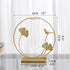 Home Decor Gold Flower Vase, Desktop Glass Vase with Gold Metal Ginkgo Leaf Stand, Hydroponics Plant Propagation Stations,Decorations for Living R...