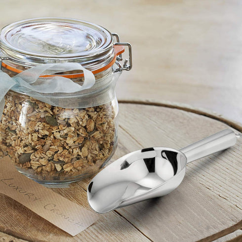 E-far Mini Ice Scoop Set of 2, 3 Ounce Stainless Steel Scoops for Ice Cube/Candy/Flour/Sugar, Metal Utility Scoops for Canisters, Baking, Kitchen ...