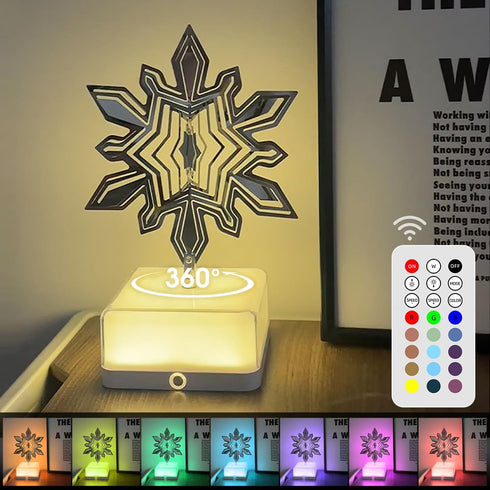 -Wind Spinner Snowflake Bedroom Lamps 16 Color Variations and Remote Control. Stepless dimmable Bedside Small Desk lamp?Suitable for Birthday and ...