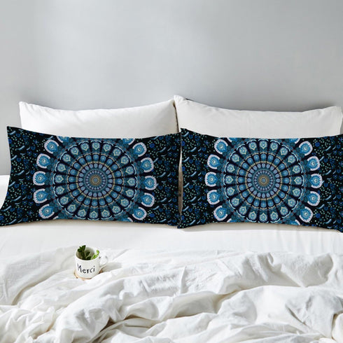 Boho Mandala Peacock Pillow Cases 2 Pieces Floral Paisley Pattern Printed Pillowcases Indian Hippie Themed Square Bedclothes 30" L x 20" W...