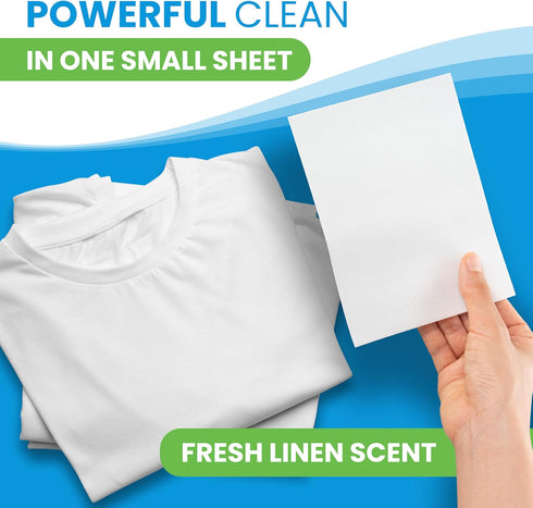 Laundry Detergent Sheets (100 Loads, 50 Sheet) Fresh Linen Scent, Eco Earth Friendly Clean Breeze, Non Toxic People Safe, Washing Travel Supplies,...