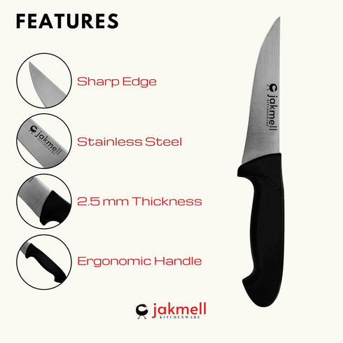 5-inch Butcher's Knife with Black Handle, Meat Knife for Chicken and Red Meat, Stainless Steel Kitchen Utility Knife with a Durable Handle...