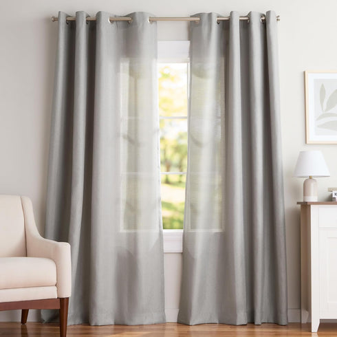 Exclusive Home Loha Linen Grommet Top Curtain Panel Pair, 54"x108", Dove Grey...