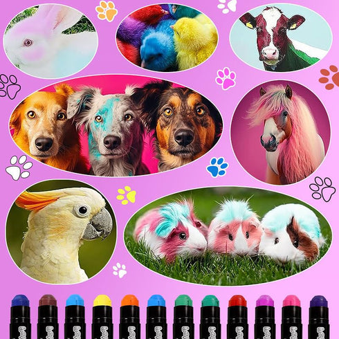 Temporary Pet Hair Dye, Pet Fur Paint Dye,Hair Painting Pens Non Toxic for Creative Grooming,Washable Dog Hair Dye, Pet Safe Marking Markers for F...